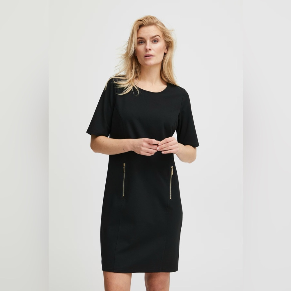 Elegant Black Dress with Gold Accents